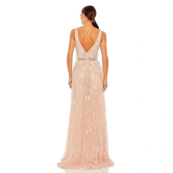 Mac Duggal 5215 NWT V-NECK EMBELLISHED TULLE GOWN - Picture 2 of 7